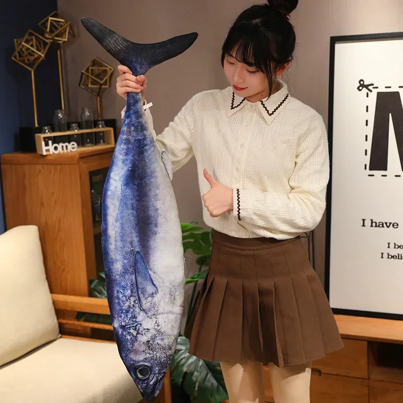 3D Simulation Fish Toys Stuffed Tuna Salmon Autumn Saury Grouper Plush Creative Sofa Pillow Cushion Gift Kids Toy_voghion.com