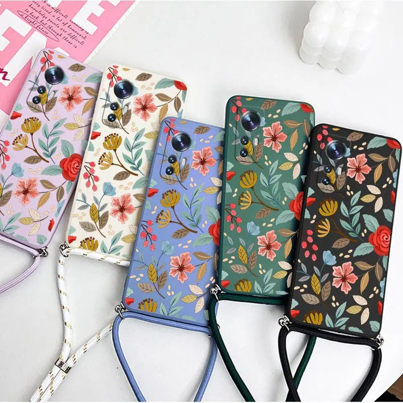 Five Petals Flower Crossbody Lanyard Silicone Phone Case Cover