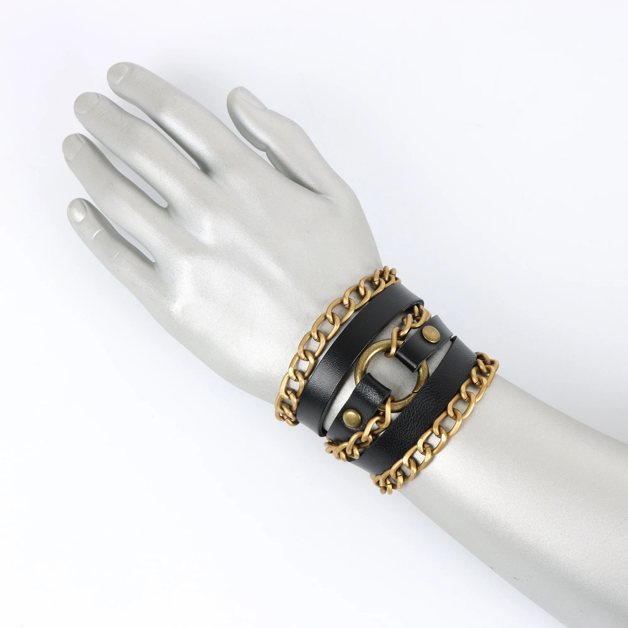 2025, neues verstellbares schwarzes und goldenes böhmisches Punk-Armband – Unisex-Legierung und Manschette für Männer und Frauen, Alltagskleidung, Partys, Termine – Detail 2