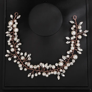 Trendy Wedding Hair Accessories Silver Rhinestone Bridal Headband Gold Pearl Headpiece Jewelry for Women Party Tiara Headdress