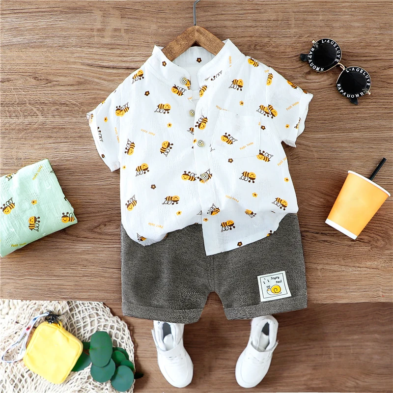 

Baby Boys Clothing Sets Summer Infant Newborn Casual Clothes Kids Outfits Children Short Sleeve Shirt Shorts 2 Pieces Suit