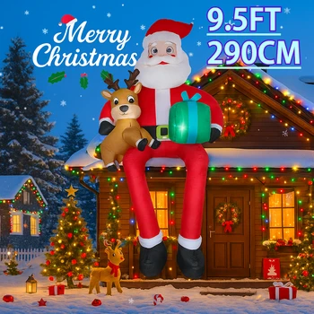 9.5FT Inflatable Santa & Reindeer 1