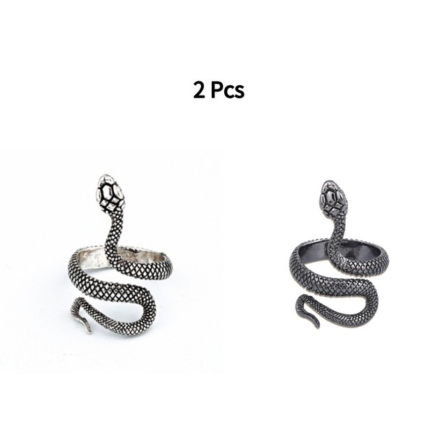 Punk Snake Ring for Men Women Exaggerated Antique Siver Color Fashion Personality Stereoscopic Opening Adjustable Rings