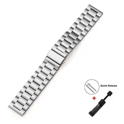 Stainless Steel Watchband Bracelet - 20mm/22mm Strap for 20mm (Silver)