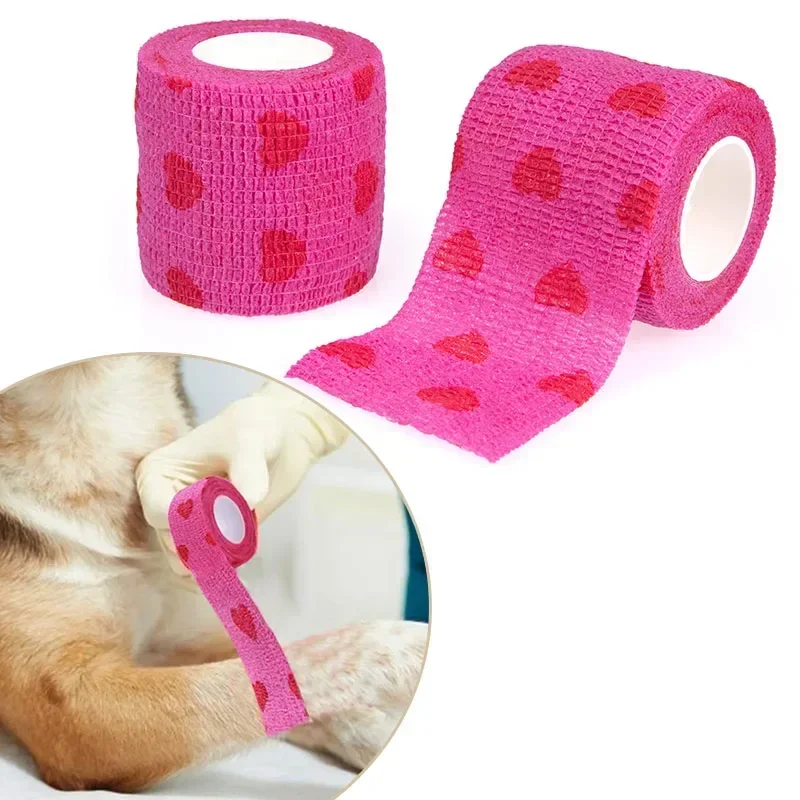 Self Adhering Bandage Pet Dog Cat Medical Breathable Elastic Non-woven Self Adherent Wound Outdoor Retractable Sports Tape