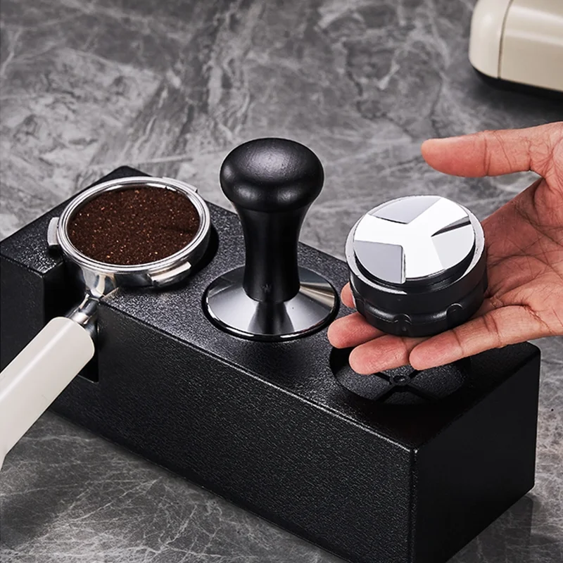 Coffee Distributor Espresso Distribution Tool Leveler 3 Angled Slopes Adjustable Palm Tamper Fits 51/53/58mm Portafilter