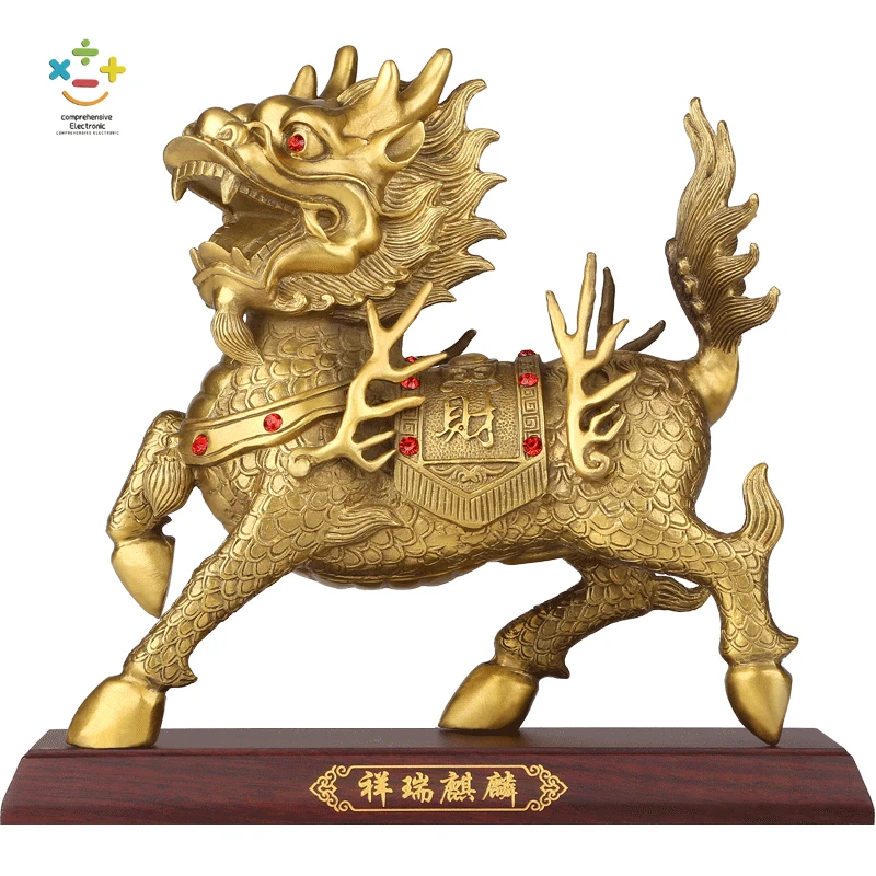 

Fire KIRIN Decoration Large Pair of Pure Copper Wealth KIRIN Male and Female Qiaozi Xiangrui NAFU Gift Handicraft Carving