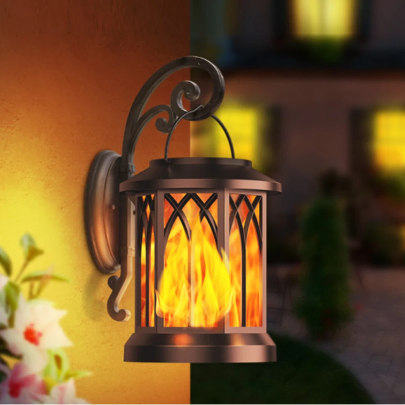 

8Pcs Gardens Solar Courtyard Outdoors Lights Halloween Waterproof Wall LED Landscape Simulation Flame Lamps Lawn Landscape Decor