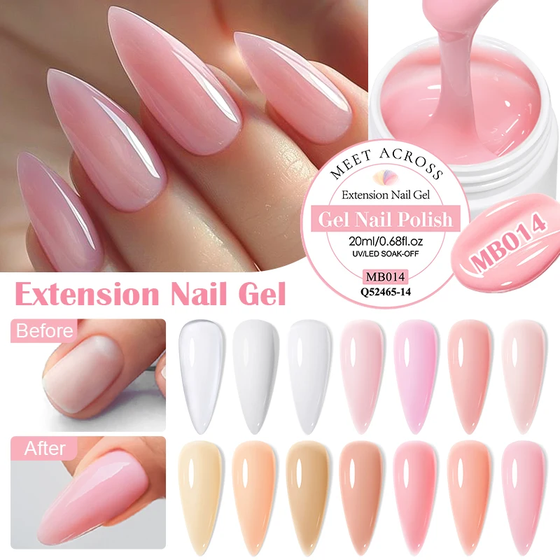 MEET ACROSS 20ml Pink Clear Nude Extension Gel Nail Polish Nail Supplies Semi Permanent UV Gel LED Hard Gel Nail Art Varnish S1bb9be4f0b43483d95fa8fc744effccc8