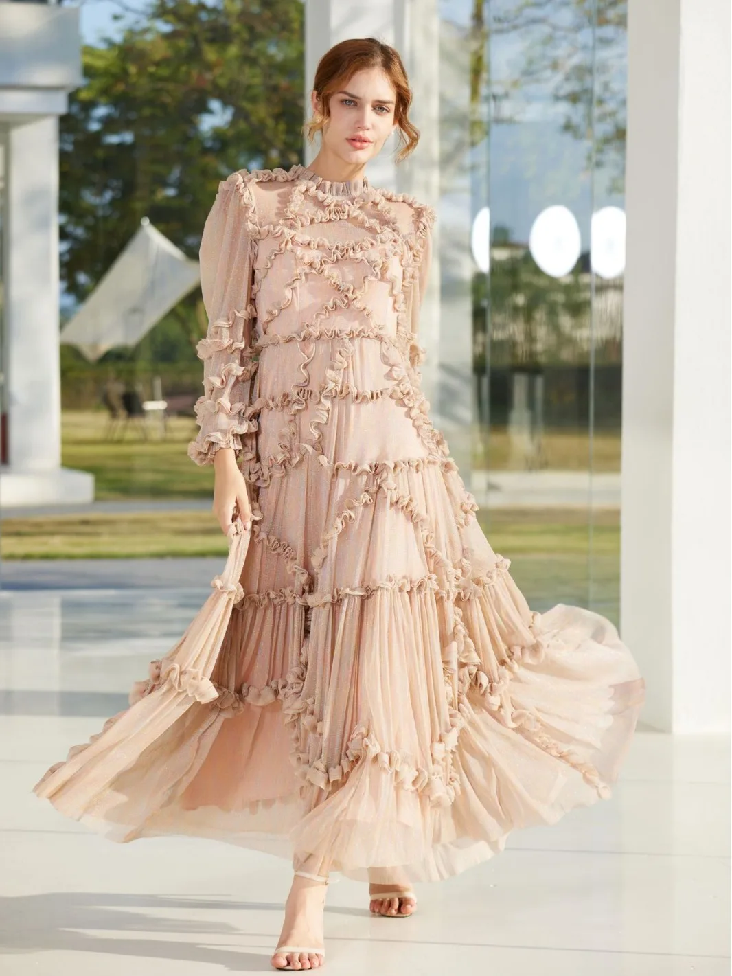 

Женское однотонное платье Coigarsam с длинным рукавом, молнией, высокой талией и круглым вырезом, розовые, черные платья