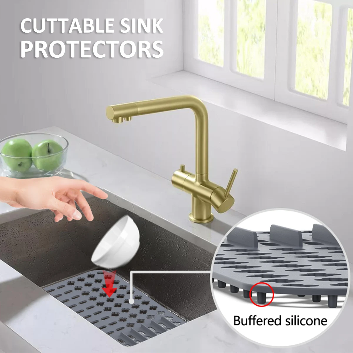 sink protectors for kitchen sink,Kitchen Sink Mats with Center Hole, Food  Grade Silicone, 1 Non-Slip Heat Resistant Foldable Sink Fitting for