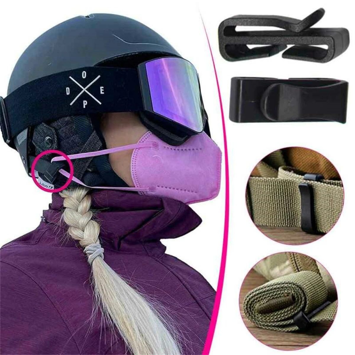 Produktbild von Outdoor Sport Maskenhalterung PACKOVE Skihelm Maskenhaken 1 Paar - Leichter Gehörschutz Für Skimaske Skizubehör Maskenhalter