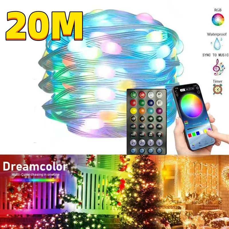 

LED String Light Smart Bluetooth App Control Garland Waterproof Outdoor Fairy Lights For Christma Holiday Party Birthday Decor