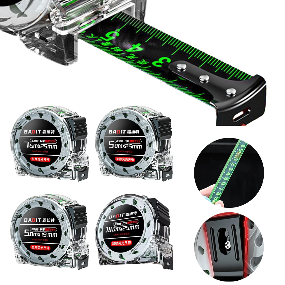 Tape Measure Self locking Steel Fluorescent High precision Thickened Wear-resistant Fall resistant