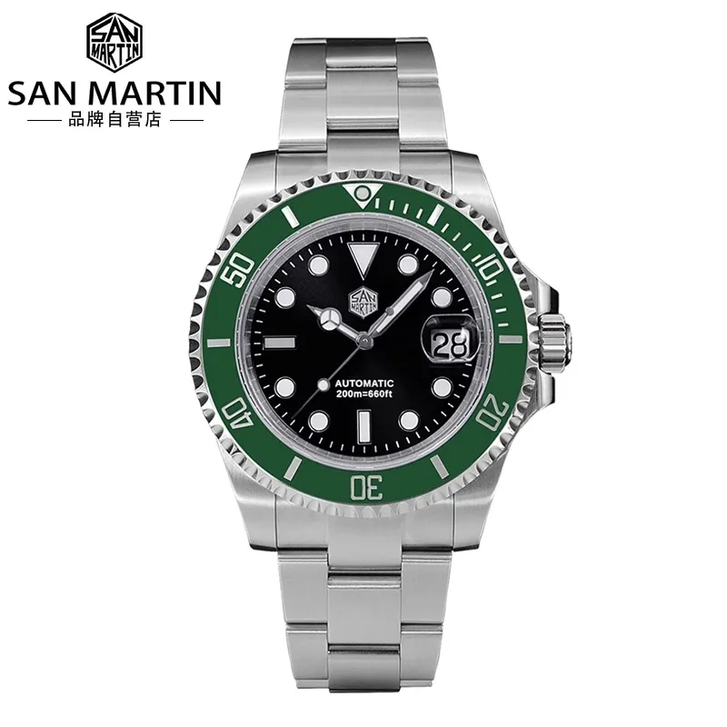 

San Martin 41mm Mens Diver Sports Watch Luxury Water Ghost PT5000 Business Automatic Mechanical Clock Sapphire Date 20Bar BGW-9