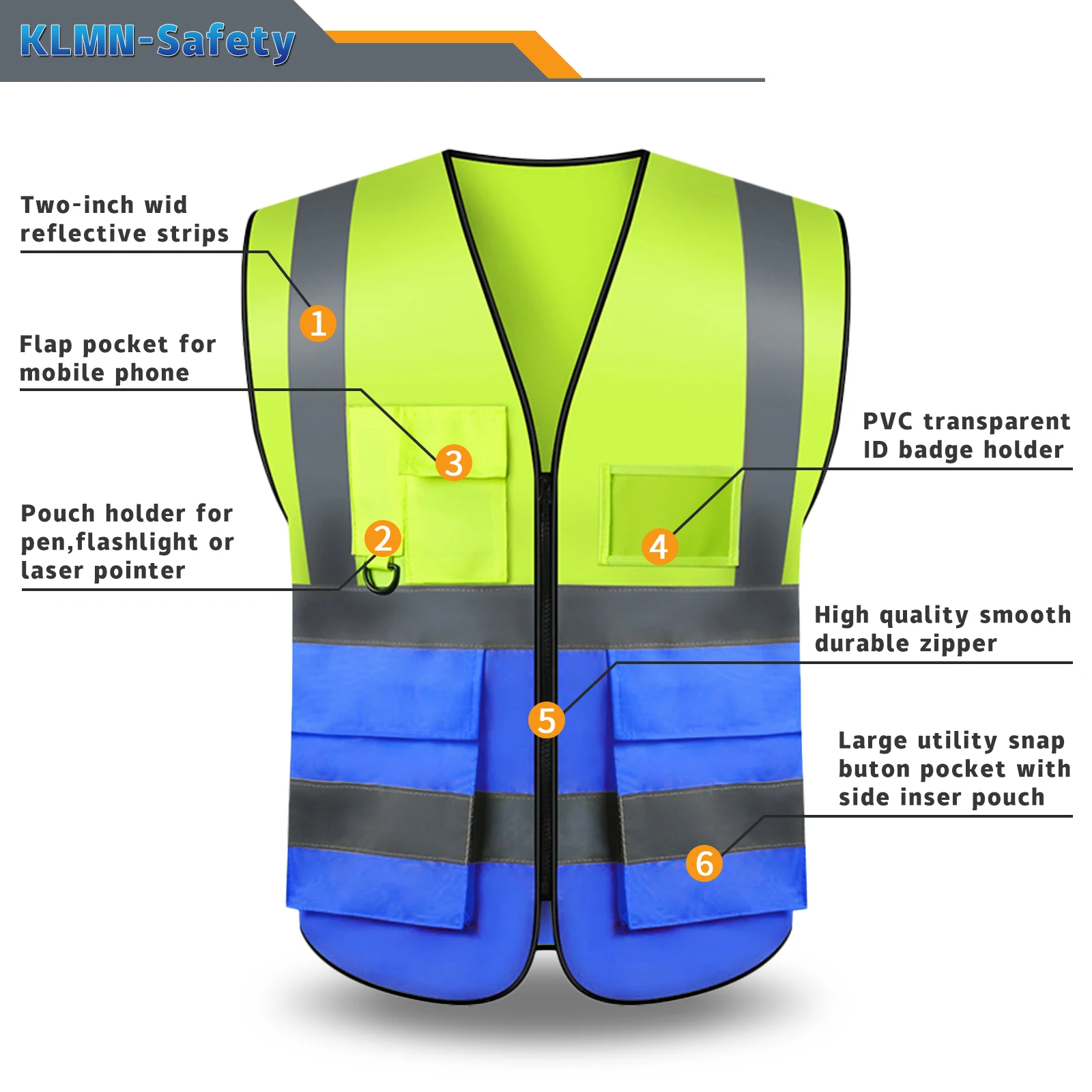 Safety Vest Custom Your Logo Construction Work Traffic Vest Railway Coal Miners Uniform Security ANSI Class 2 Safety Workwear