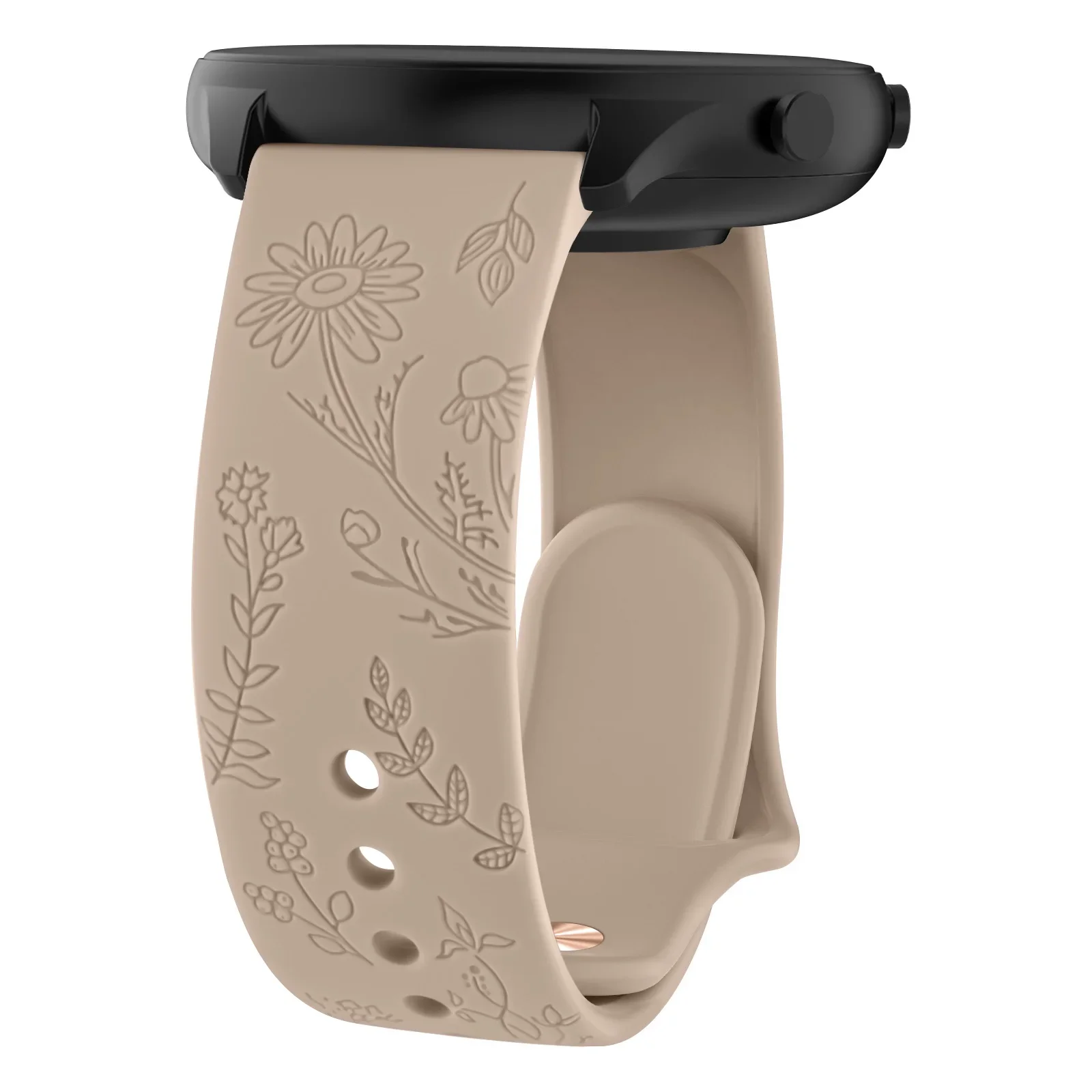 Engraved Flower Design Watch Strap - 20mm & 22mm Band Bracelet