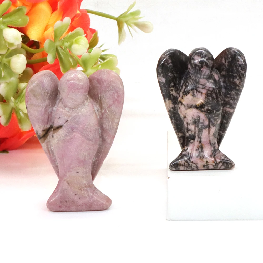 Tanie 2 rozmiar Guardian figurka anioła naturalne kamienie, kryształy kolorowe ametyst Rose Quartz sklep