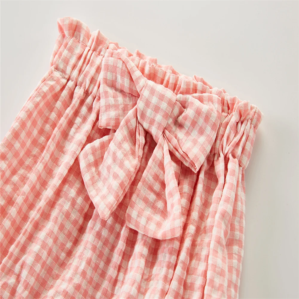 3 Months-4 Years Baby Girls Plaid Bow Ruffle Ruched Stretchy Shorts High Waist Briefs Toddler Kids e Pants Clothes Summer