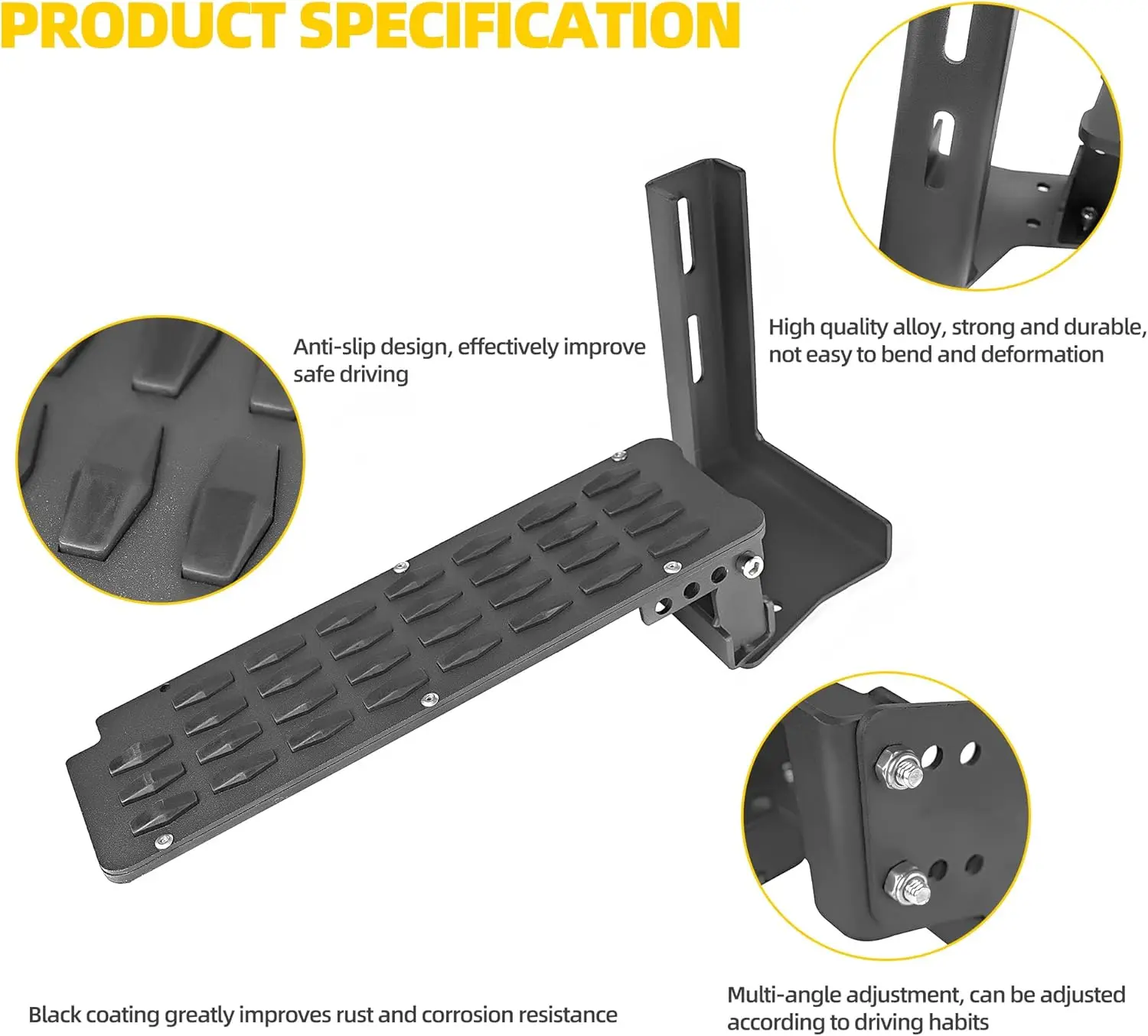 Internal Dead Pedal Driver Left Foot Rest Pedal Compatible with 2007- Jeep Wrangler JK & JKU