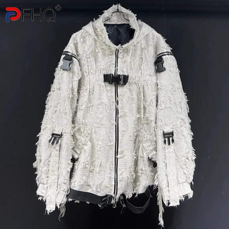 

PFHQ Men's Hooded Jackets Loose Vintage Casual Handsome Advanced Function Niche High Street Versatile Zipper Coat Autumn 21Z3728