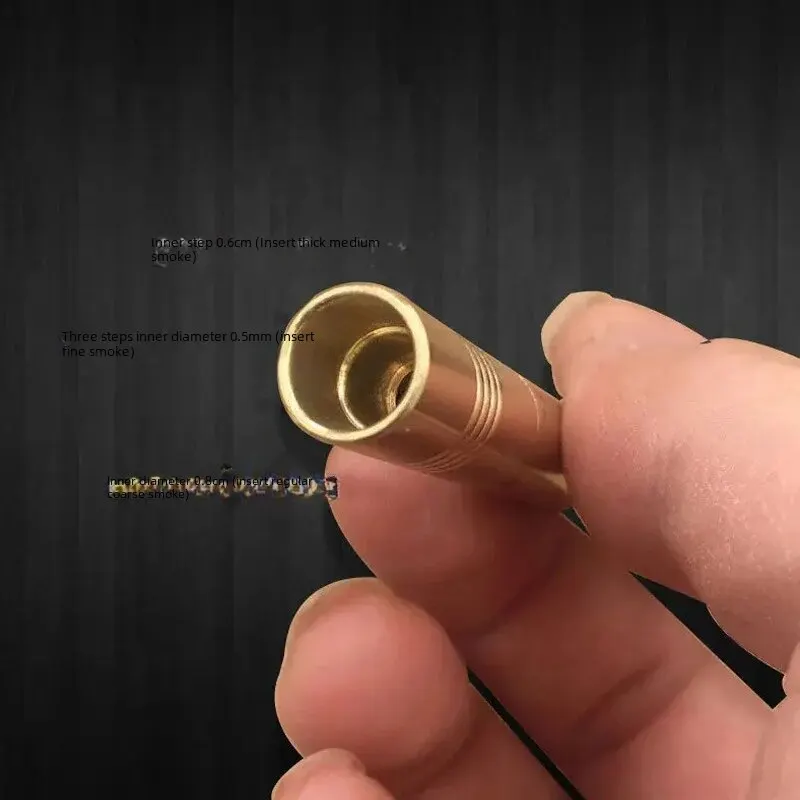 Portable Pure Copper Filter Ring Type Cigarette Holder Yellow Copper Detachable Washable Smoke Absorber Extended Version