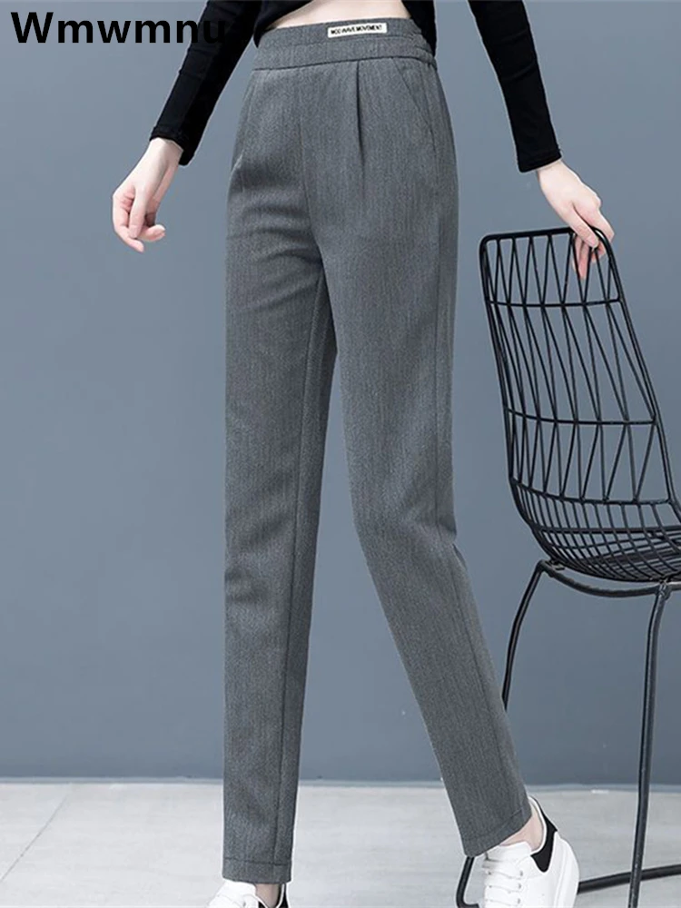 

Women Ankle-length Pencil Pants Women Casual Office High Wasit Pantalones Korean New Formal Spodnie Fashion Harem Trousers Broek