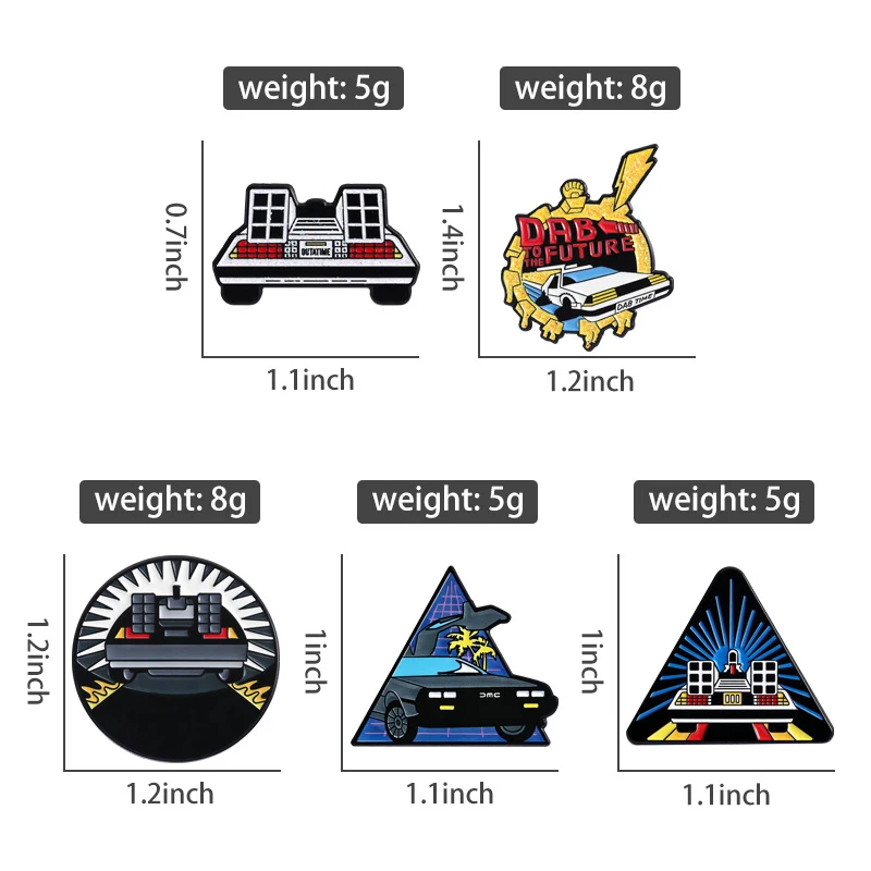 Zurück in die Zukunft Brosche Emaille Pins Sci-Fi Filme Retro Auto Zeit Maschine Broschen Tasche Revers Abzeichen Schmuck Geschenk für Fan Kind Freunde – Detail 8