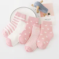 5 Pairs/Lot Kids Soft Cotton Socks Boy Girl Baby Infant Fashion Stripe Warm For Autumn Winter 0-6 Years Children Cartoon Sock 1