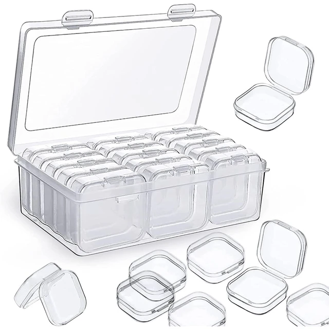 13 Pack Plastic Beads Storage Box, Small Clear Container With Lids