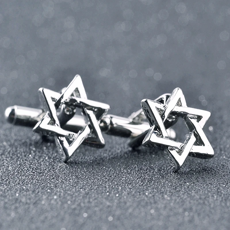 

Hexagonal star Cufflinks For Mens Trendy Star of David Cuff Links French Shirt Ooffice Cufflink Buttons Christmas Gift