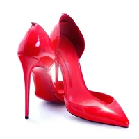 2025 new ultra light mouth red high heels for women, slim heels, pointed red, super sexy plus size hollow single shoes - Image 3