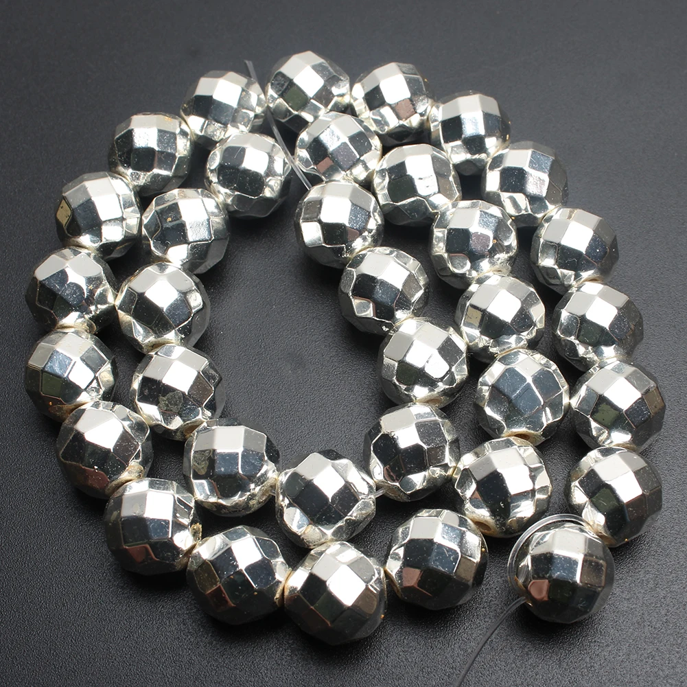 Elegant Silver-Gold Hematite Natural Stone Beads for DIY Jewelry and Accessories, 15'' Strand, 2-10mm