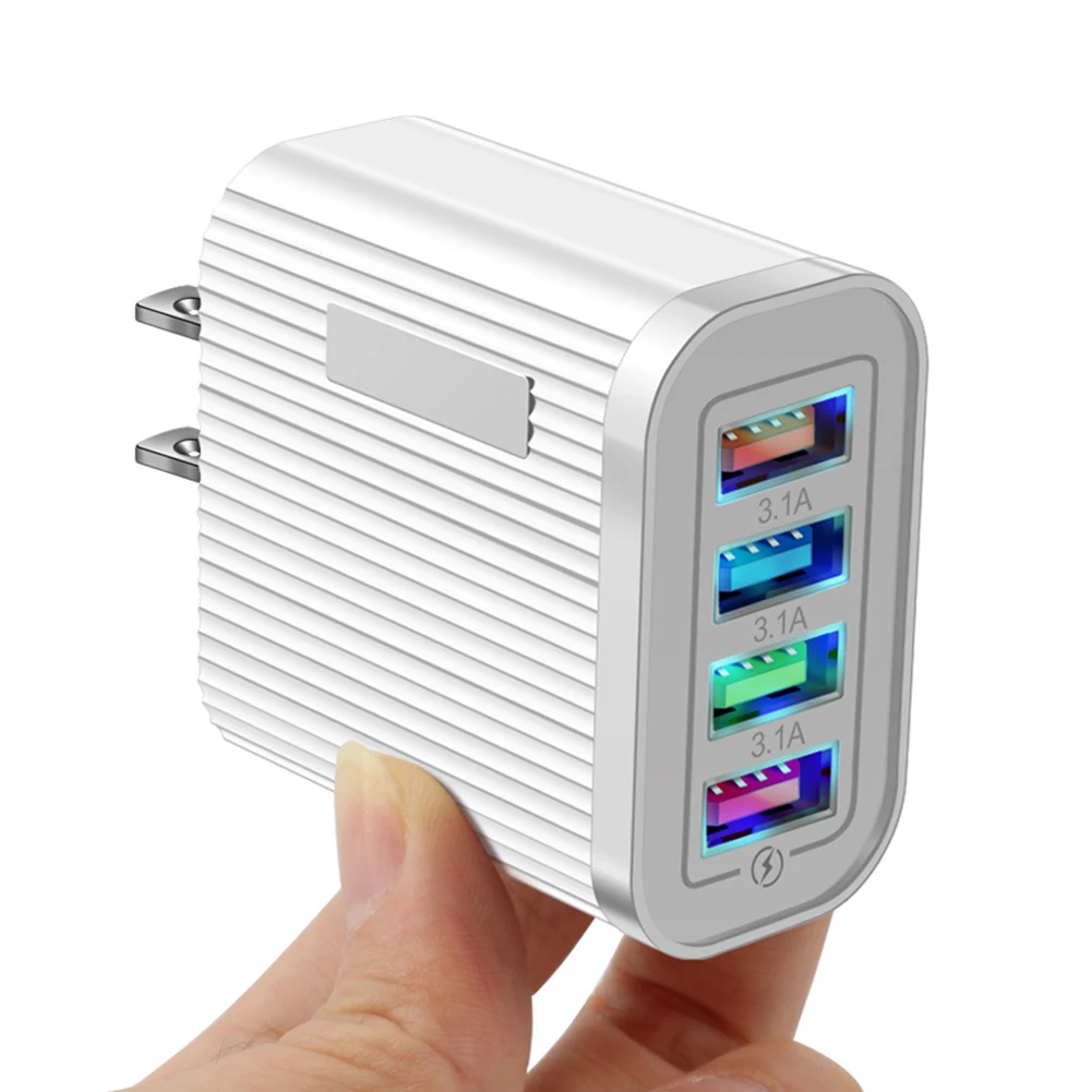 Charging Blocks Phone Charger 4 USB Ports Power Adapter For Phones Laptop