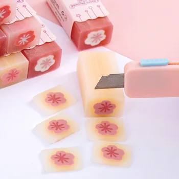 4 Pezzi/Lotto Gomme per Cancellare a Forma di Fiore di Ciliegio Kawaii, Gomme per Bambini Carine con Poco Residuo, Gomme a Fetta di Sakura, Cancelleria Scolastica