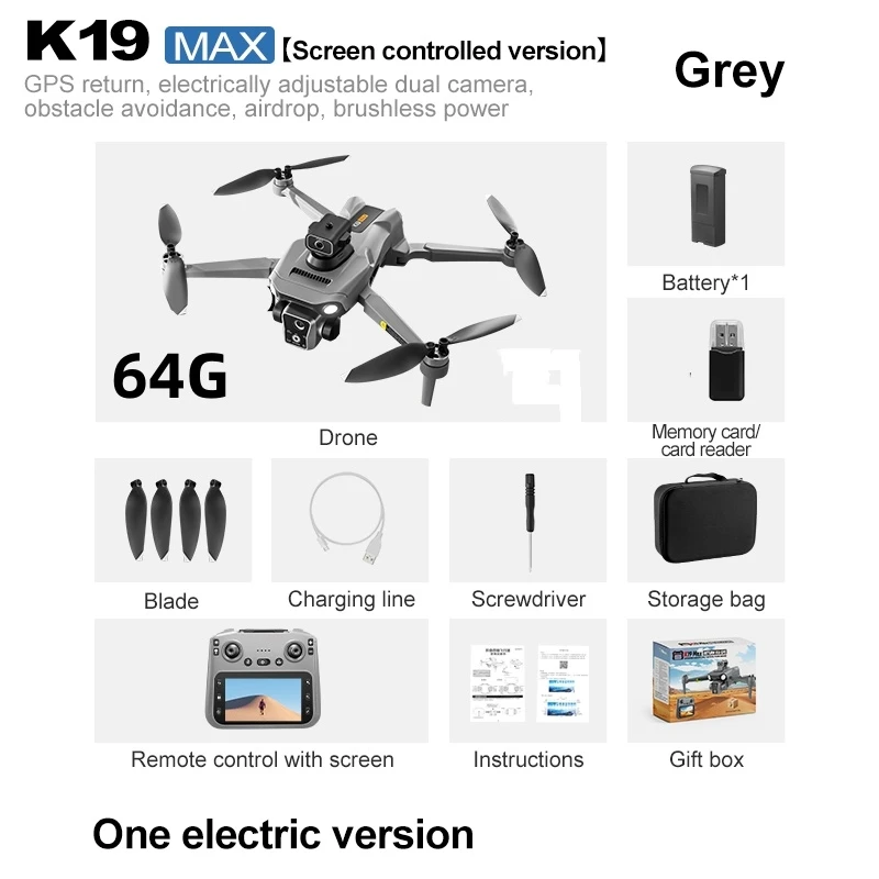 K19 Max. 360 ° ° Laser OAS Drone professionale Fotografia aerea a 3 assi Immagine ad alta definizione con GPS Mavic Mini - immagine 6