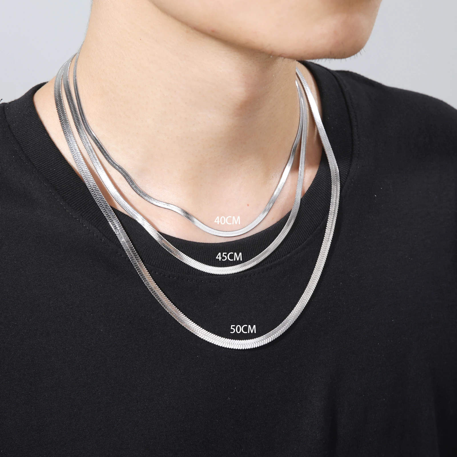 Collana a spina di pesce d'oro, collana catena serpente, collana a catena piatta, collana girocollo serpente, collana a strati di base, collana semplice - Italia Collana a spina di pesce d'oro, collana catena serpente, collana a catena piatta, collana girocollo serpente, collana a strati di base, collana semplice - Italia