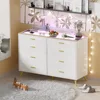 Dresser with LED Lights for Bedroom,8 Drawer Dressers with Tempered Glass Top,Chests of Drawers with 2 Grid Drawer,Living Room 4