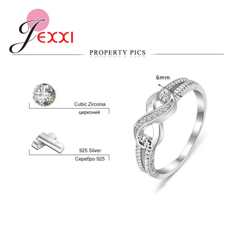 Novel Design Figure 8 Shape Round Finger Rings For Women Girls Promise Rings Sterling Silver 925 Elegant Wedding Jewelry silver ring wedding rings silver rings