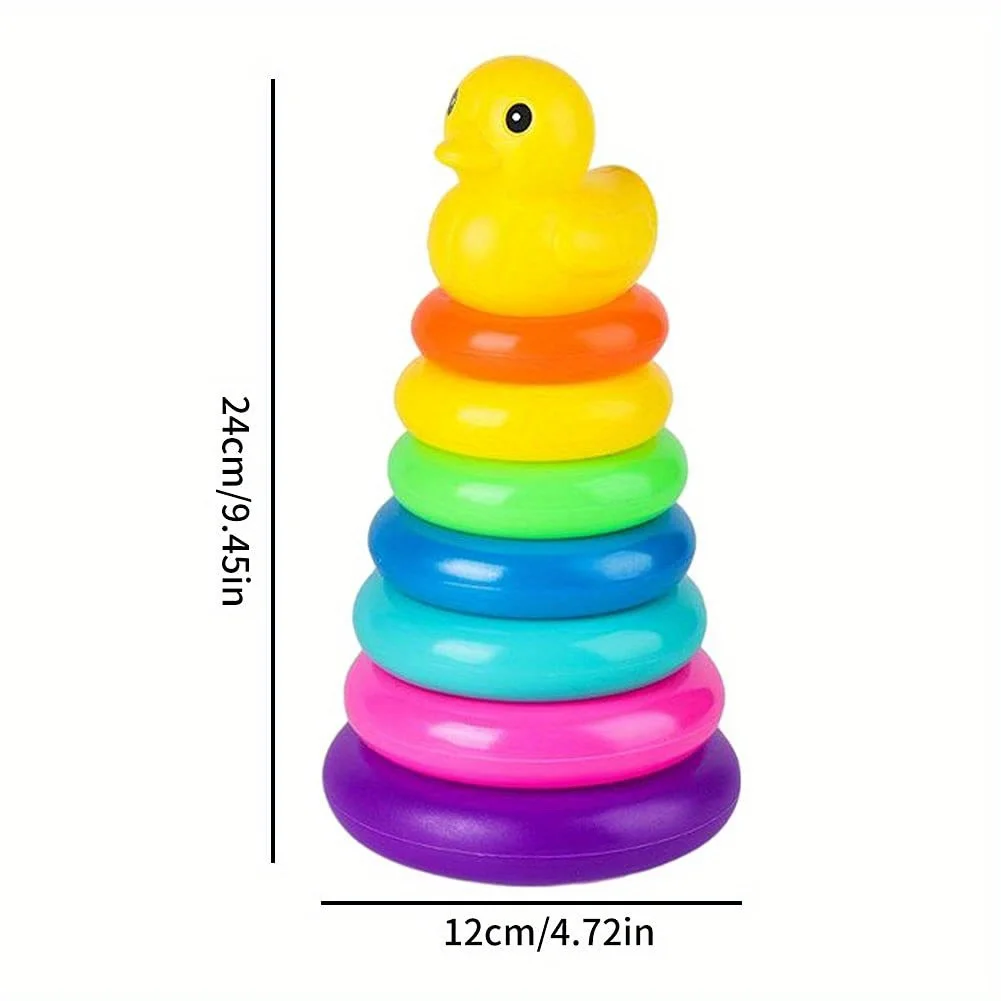 Stacking Toys Rainbow Stacking Duck Rings & Blocks Montessori Learning Toys for Toddlers STEM Color Recognition Educational Games
