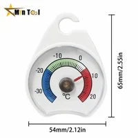 Type -30 à 20 ° Thermomètre à aiguille pour réfrigérateur et congélateur, jauge de température de réfrigération avec crochet, support de température domestique 2