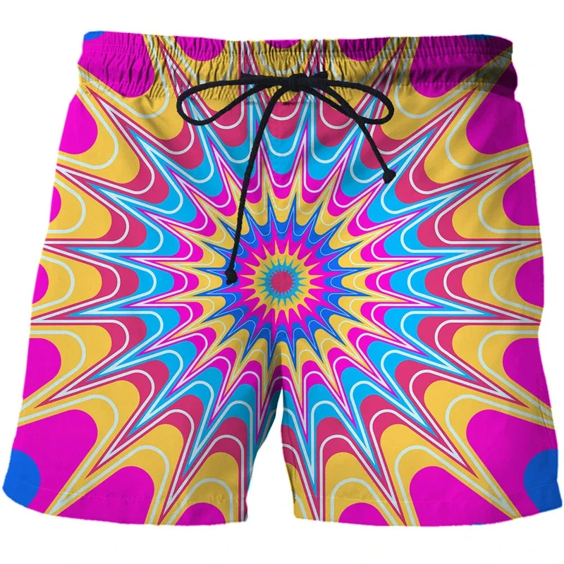 

Шорты с 3D-принтом Вертиго для мужчин и женщин, летние плавательные трусы с цветным вращением, крутая уличная одежда для скейтборда