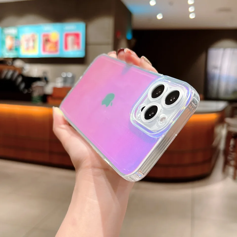 Iphone用ホログラフィックカラーレーザーグリッターケース,13 pro,max
