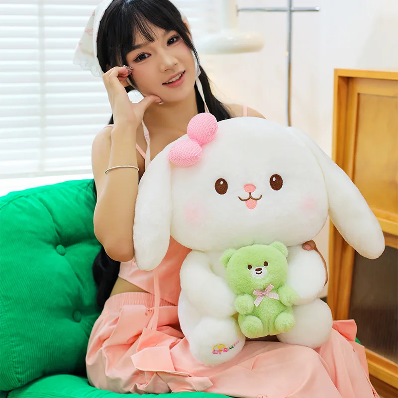 Simulated Shy Rabbit Doll Stuffed Plush Toy Cartoon Anime Cute lop Bunny Pillow Cushion Children's Birthday Gift Fun Doll