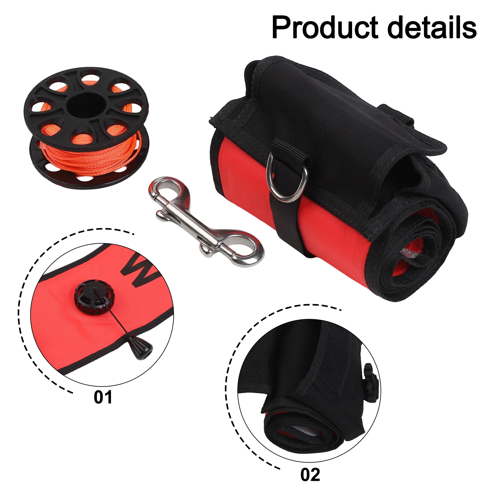 Scuba Diving SMB Marker Buoy Kit 120*15cm Three-in-one Diver Below Signal Spool Storage Bag With Snap Snorkeling Markers Parts