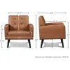 Mid-Century Accent Chairs, PU Leather Modern Upholstered Living Room Chair, Cozy Armchair Button Tufted Back and Wood Legs 3