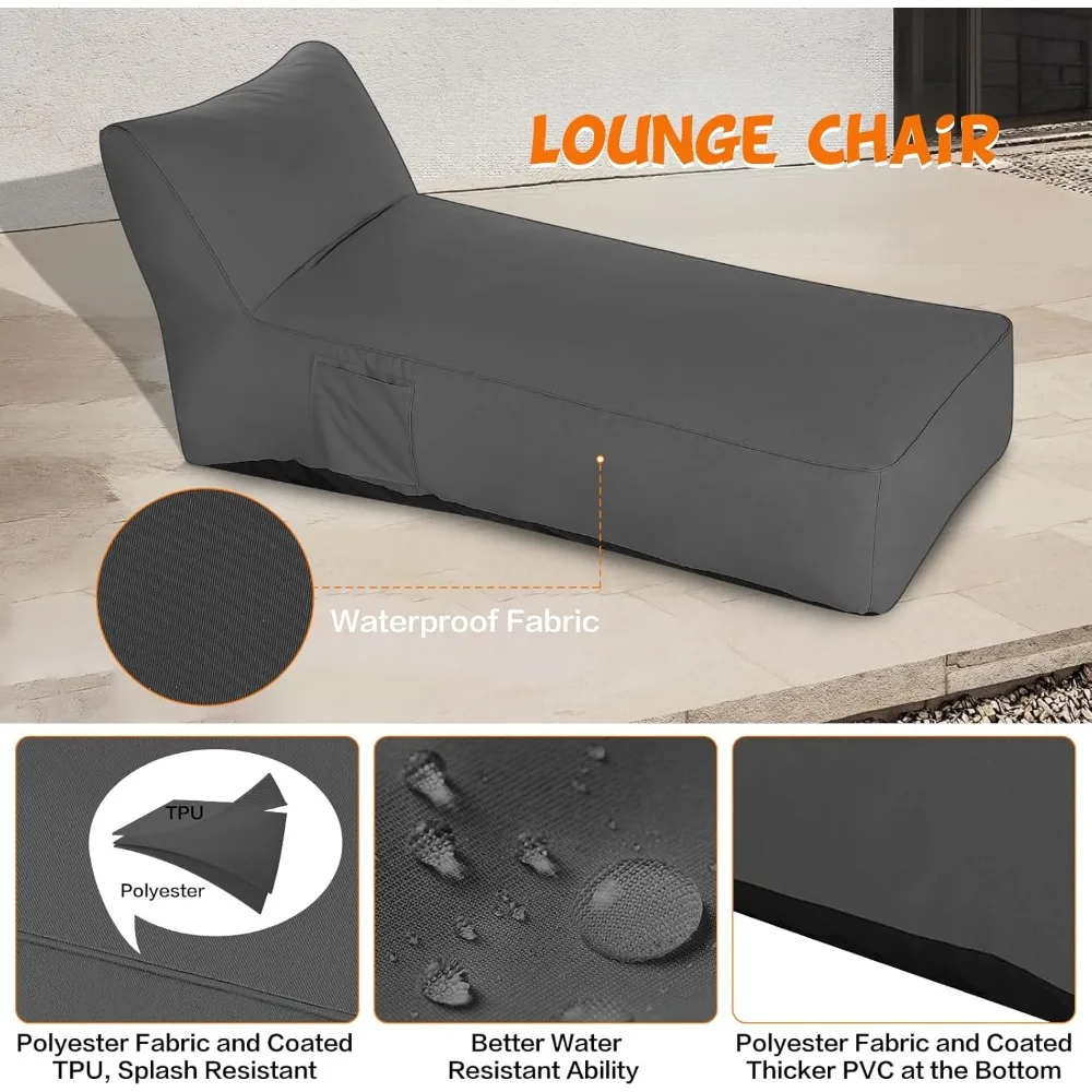 Outdoor Chaise Lounge Chair, Sunbed UV Resistant Sofa Couch Patio Furniture Waterproof Outside Sunlounge Reclining Sunbathing 4