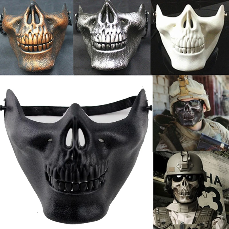 

Halloween Half Face Masks Costume Party Skull Mask Wargame Tactical Mask Motorcycle Party Prop Cusume Skull Mask Half Face Masks