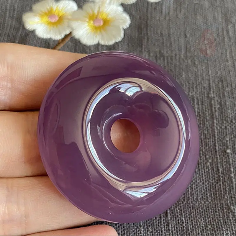 

Подвеска из натурального ледяного агата с фиолетовой пряжкой, подвеска из нефрита для мужчин и женщин, Педи, хуйгу, удачи, нефрита, подвеска из агата