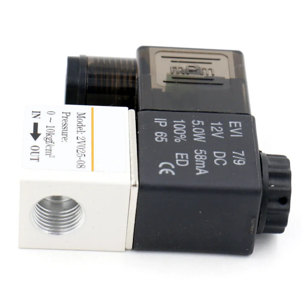 12V 24V 220V 공압 전기 솔레노이드 밸브, 2 위치 2 포트 정상 폐쇄 공기 마그네틱 밸브 6mm 8mm 호스 바브 연결